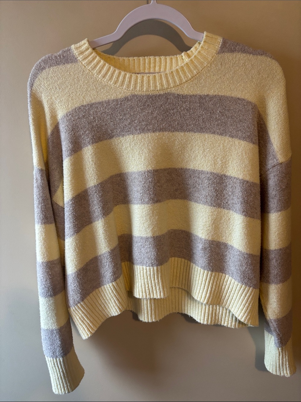 Z Supply Striped Crewneck Sweater in Yellow & Taupe